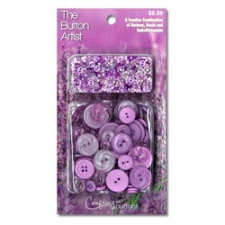 The Button Artist - Lilac - 85gm mixed buttons & 28gm buttons & beads