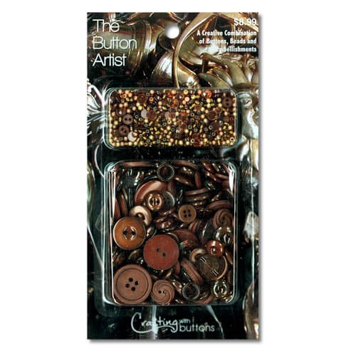 The Button Artist - Chocolate - 85gm mixed buttons & 28gm buttons & beads