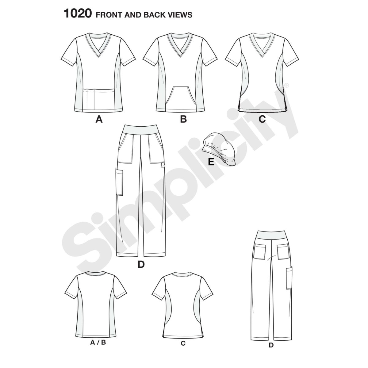 Simplicity Sewing Pattern 1020 Misses' and Plus Size Scrubs
