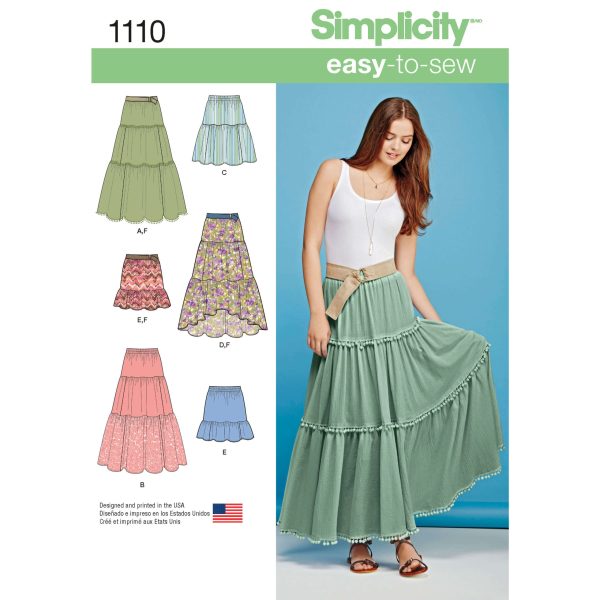 Simplicity Sewing Pattern 1110 Misses' Tiered Skirt with Length Variations