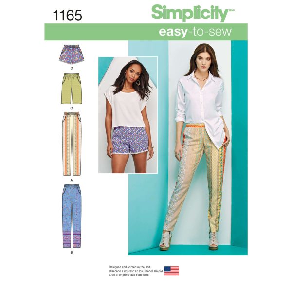 Simplicity Sewing Pattern 1165 Misses' Pull-on Trousers, Long or Short Shorts