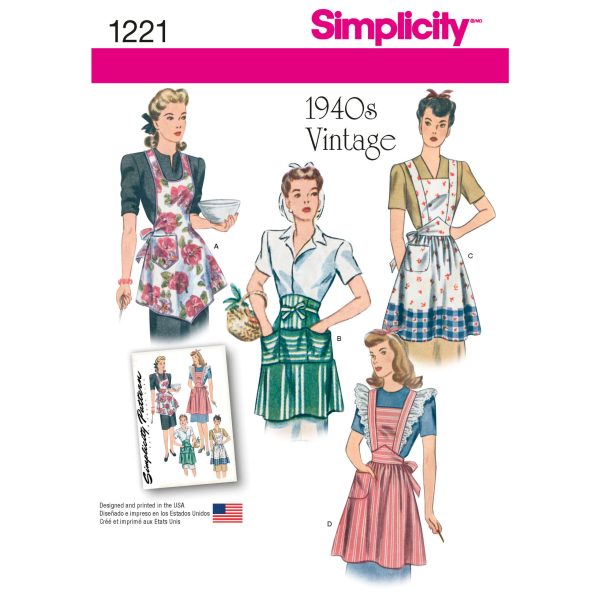 Simplicity Sewing Pattern 1221 Misses' Vintage Aprons