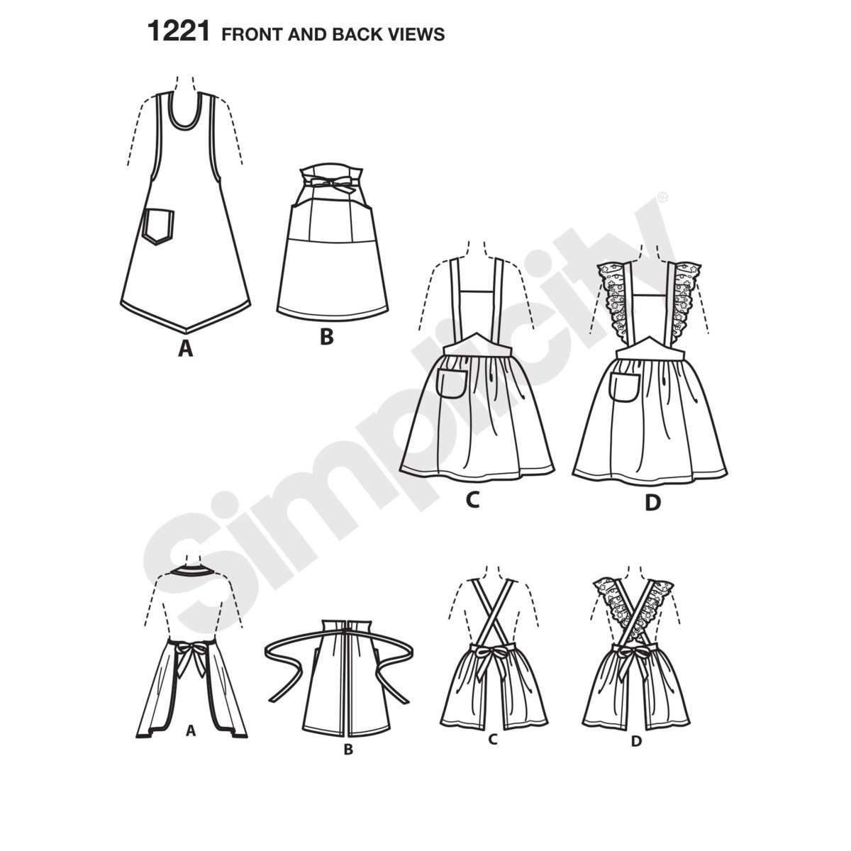 Simplicity Sewing Pattern 1221 Misses' Vintage Aprons