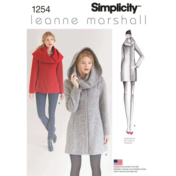 Simplicity Sewing Pattern 1254 Misses' Leanne Marshall Easy Lined Coat or Jacket