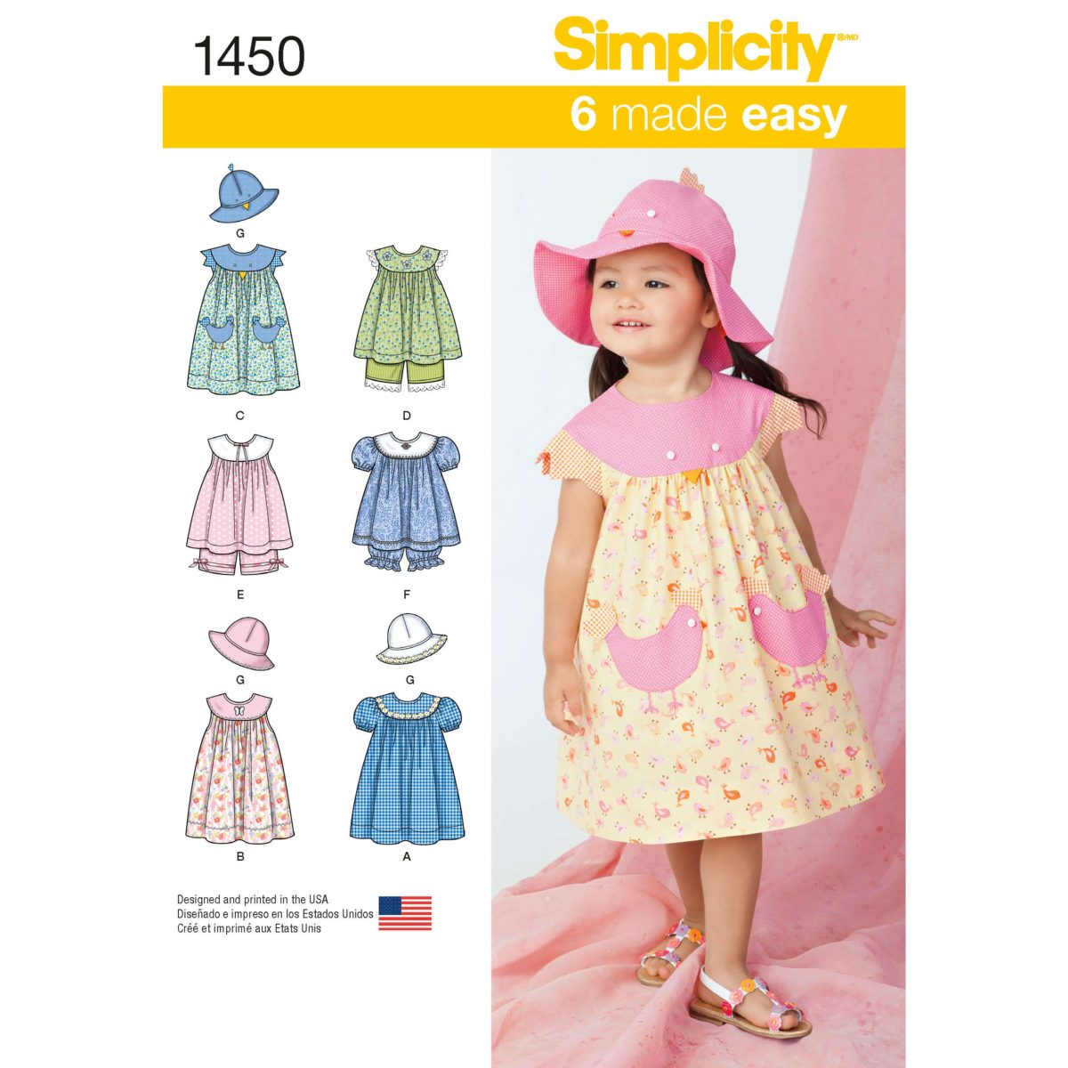 Simplicity Sewing Pattern 1450 Toddlers' Dress, Top, Panties and Hat