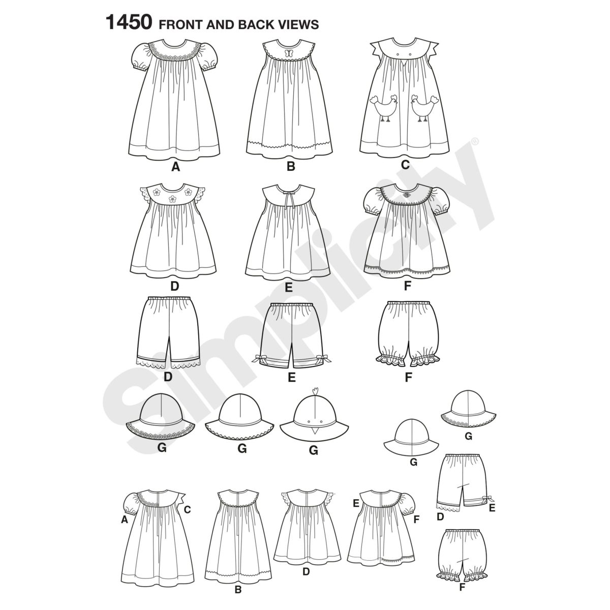 Simplicity Sewing Pattern 1450 Toddlers' Dress, Top, Panties and Hat