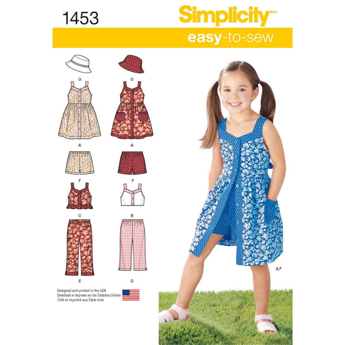 Simplicity Sewing Pattern 1453 Child's Dress, Top, Trousers or Shorts and Hat