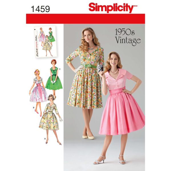 Simplicity Sewing Pattern 1459 Misses' and Miss Petite 1950's Vintage Dress