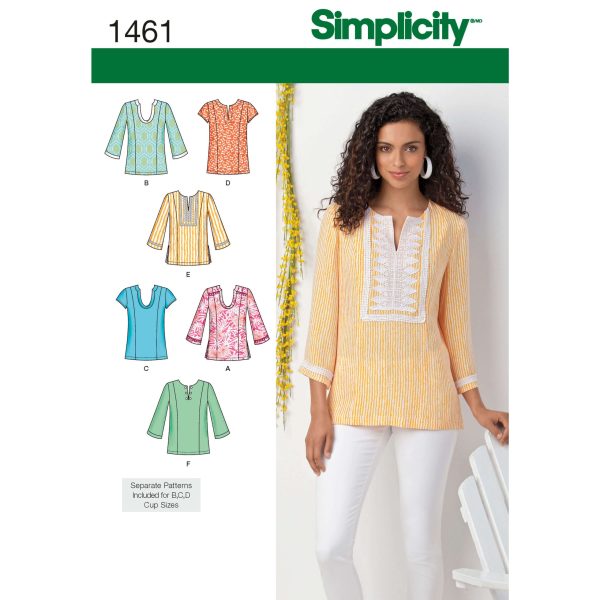 Simplicity Sewing Pattern 1461 Misses' and Plus Tunic with Neckline and Sleeve Variations