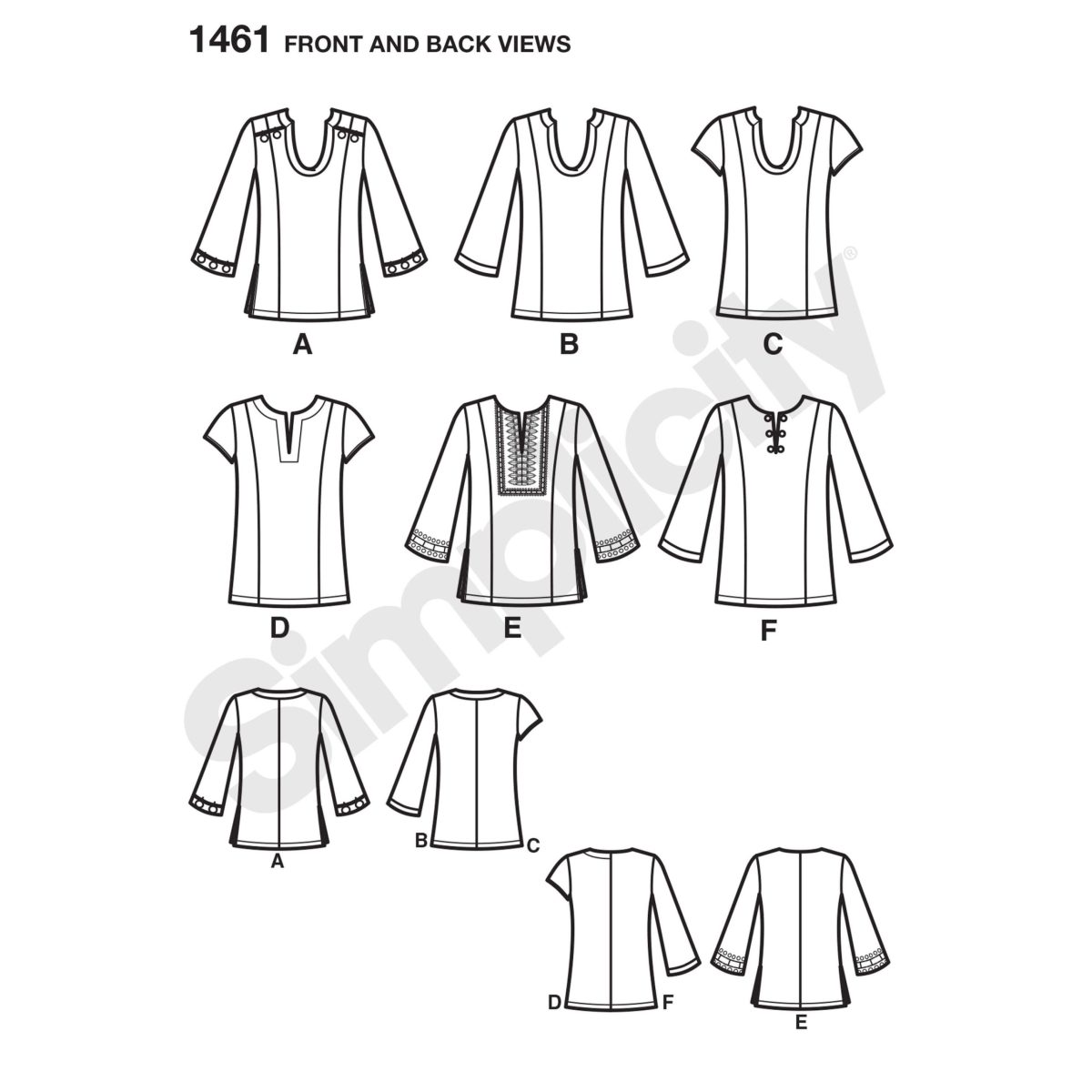 Simplicity Sewing Pattern 1461 Misses' and Plus Tunic with Neckline and Sleeve Variations