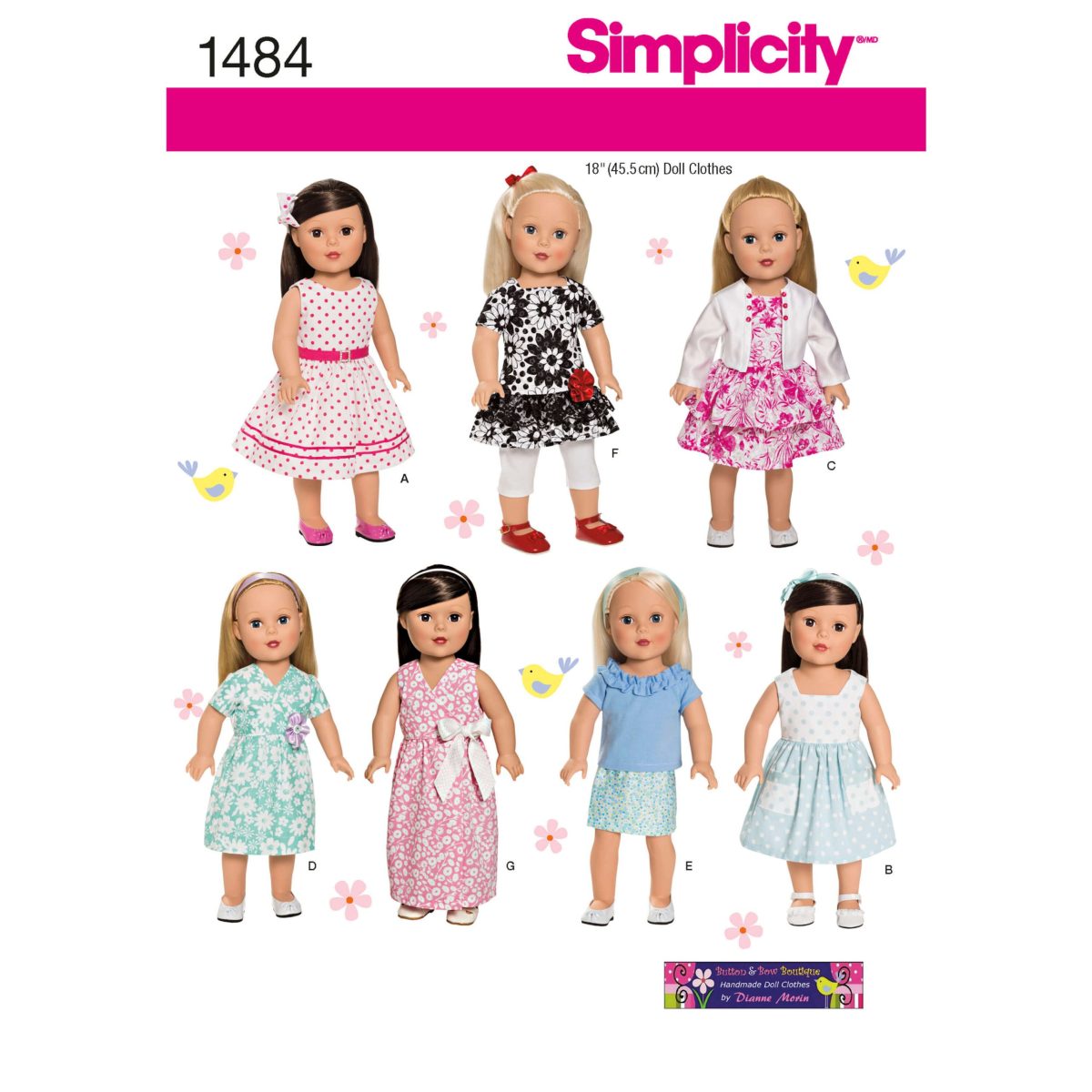 Simplicity Sewing Pattern 1484 Doll Clothes