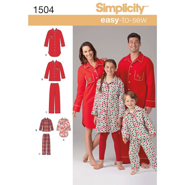 Simplicity Sewing Pattern 1504 Child's, Teens' and Adults' Loungewear