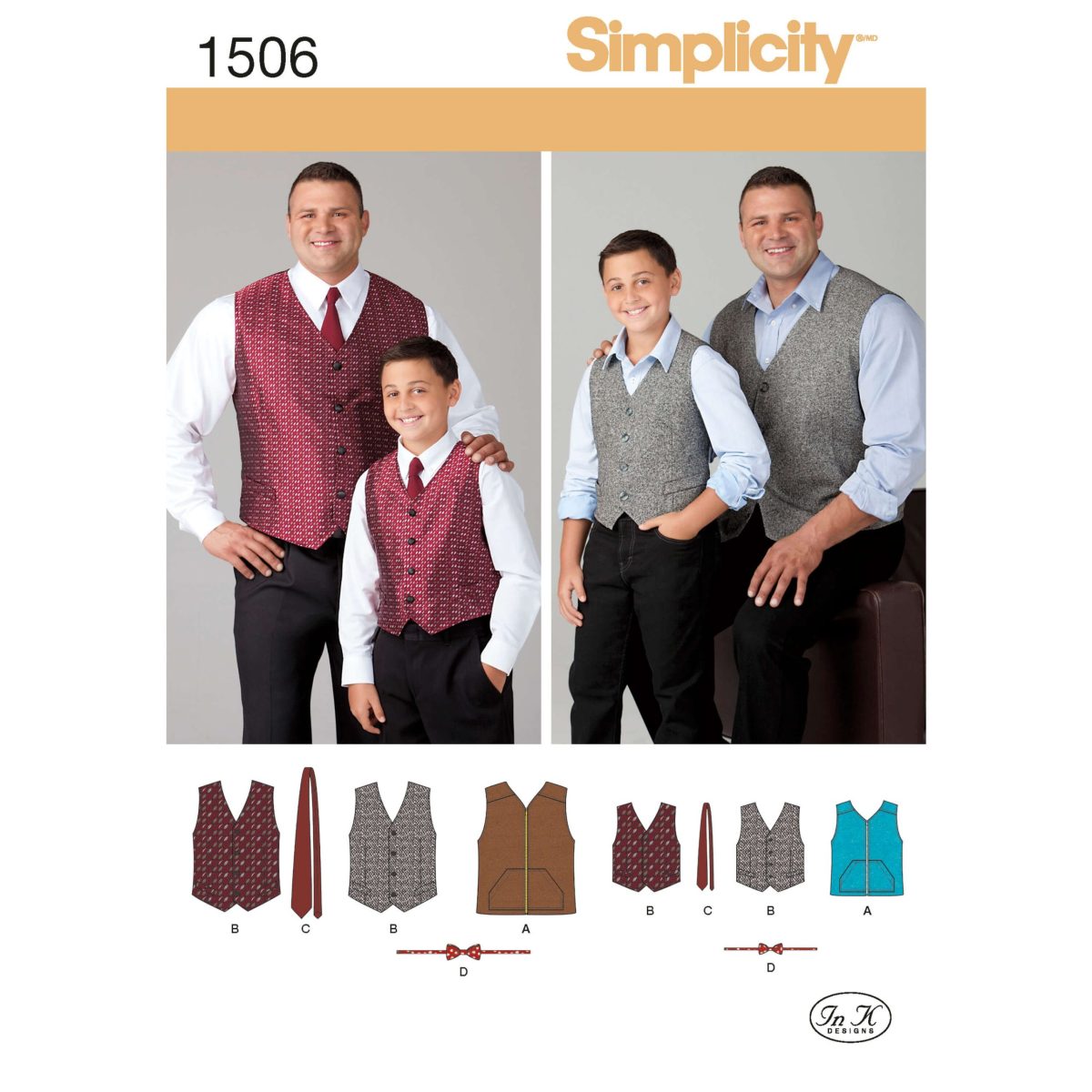 Simplicity Sewing Pattern 1506 Husky Boys' and Big and Tall Men's Vests