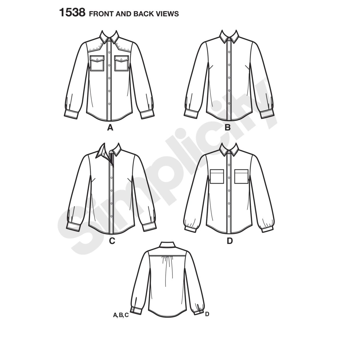 Simplicity Sewing Pattern 1538 Misses' Button Front Shirt sizes 6 - 22