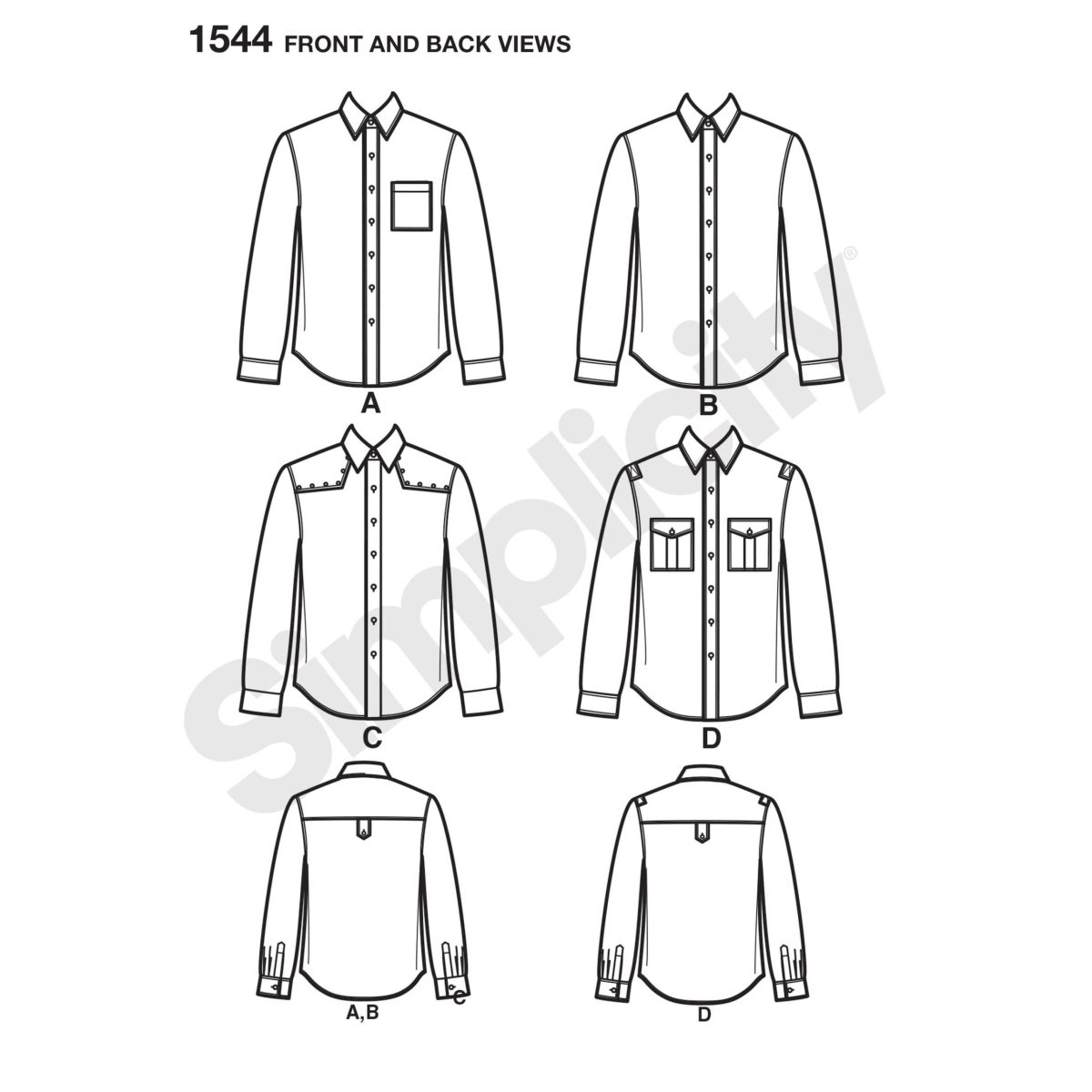 Simplicity Sewing Pattern 1544 Men's Shirt with Fabric Variations