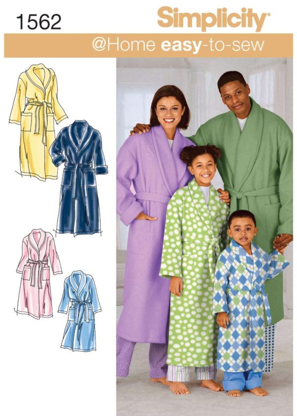 Simplicity Sewing Pattern 1562 Child's, Teens' and Adults' Robe and Belt