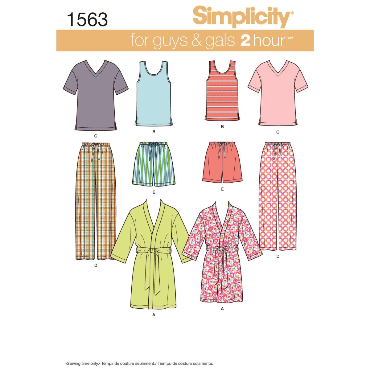 Simplicity Sewing Pattern 1563 Misses' Men's and Teens' Sleepwear