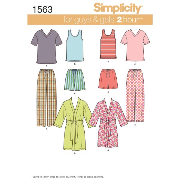 Simplicity Sewing Pattern 1563 Misses' Men's and Teens' Sleepwear