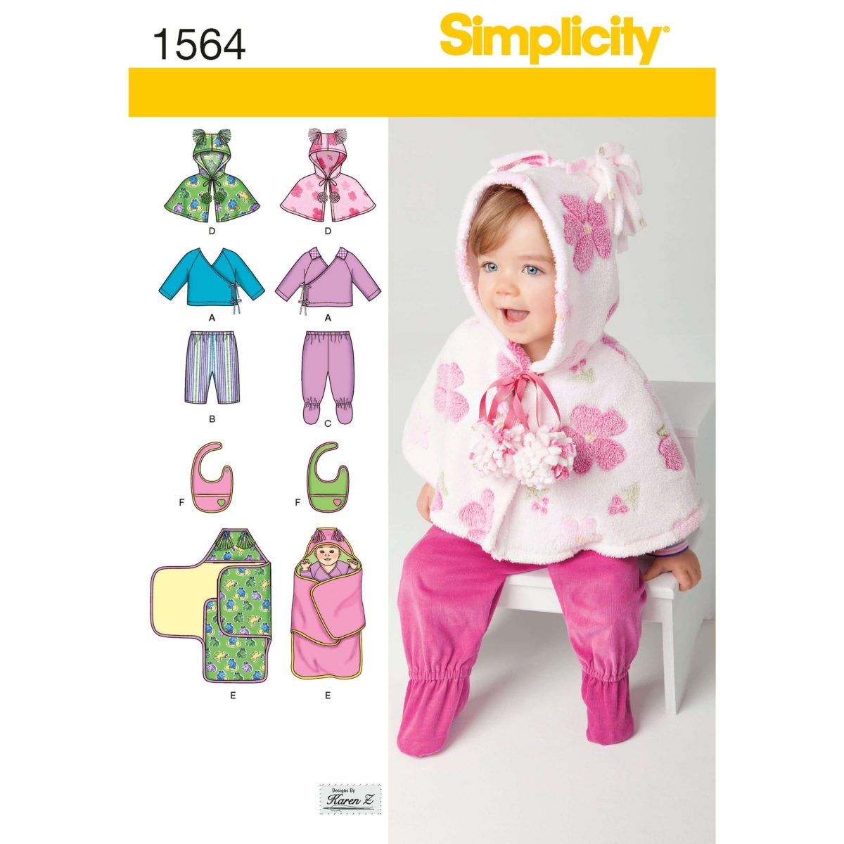 Simplicity Sewing Pattern 1564 Babies' Top, Trousers, Bib, and Blanket Wrap
