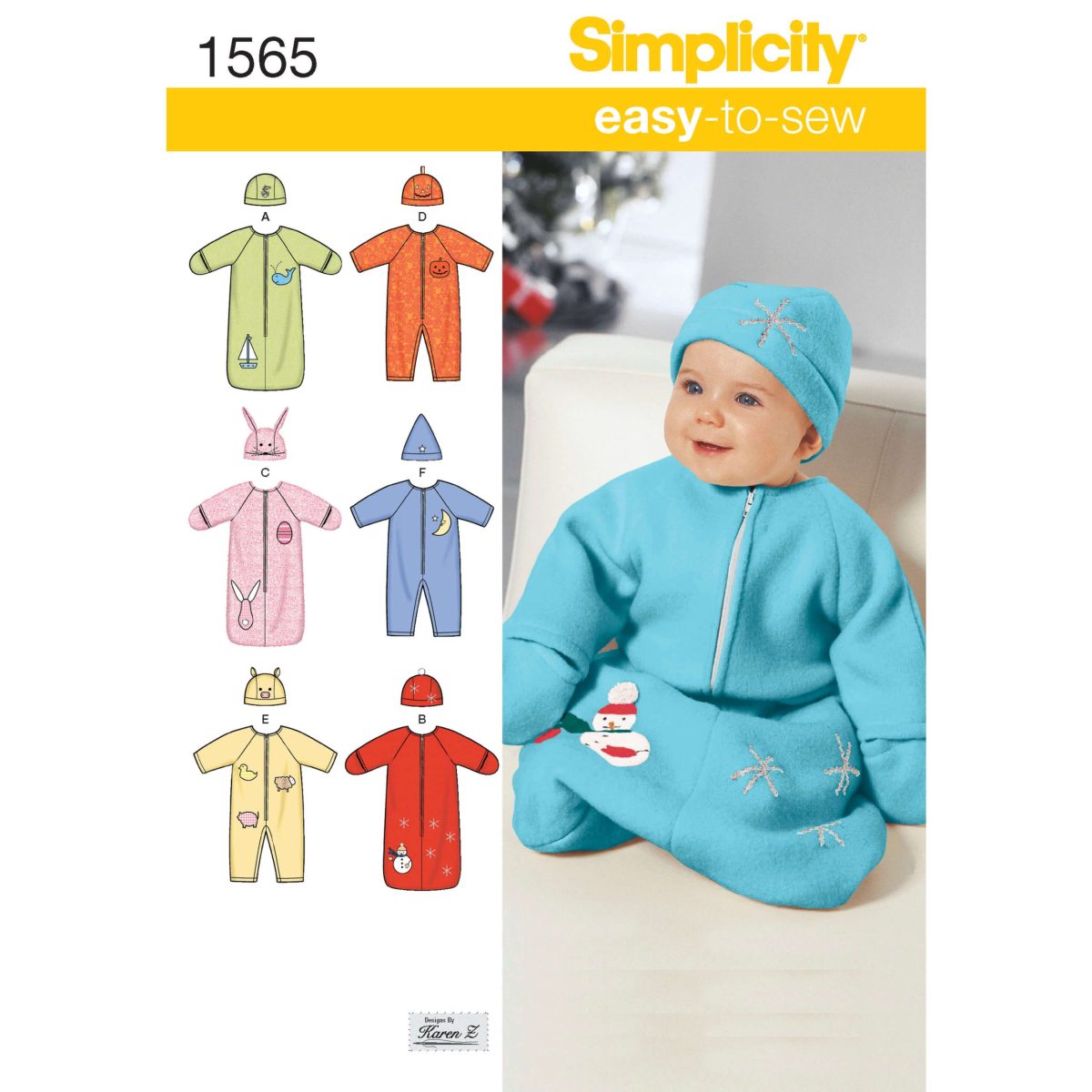Simplicity Sewing Pattern 1565 Babies' Bunting, Romper and Hats