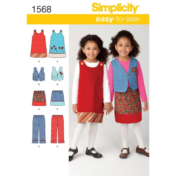 Simplicity Sewing Pattern 1568 Child's Jumper, Vest, Trousers and Skirt