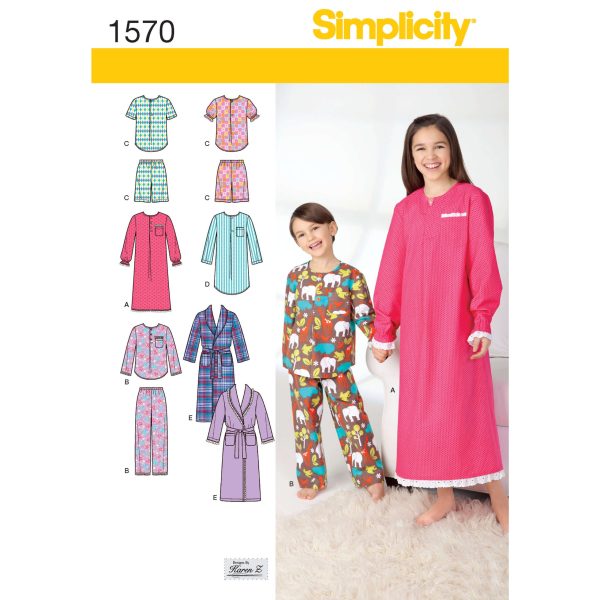 Simplicity Sewing Pattern 1570 Child's, Girls', and Boys' Loungewear