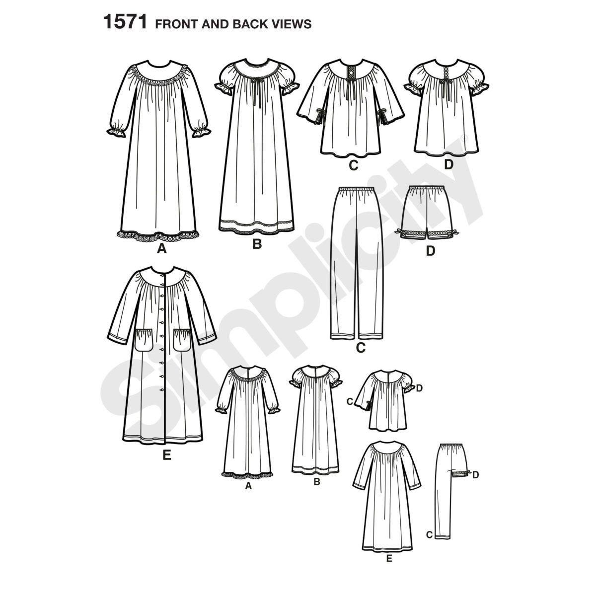Simplicity Sewing Pattern 1571 Child's and Girl's Loungewear Separates