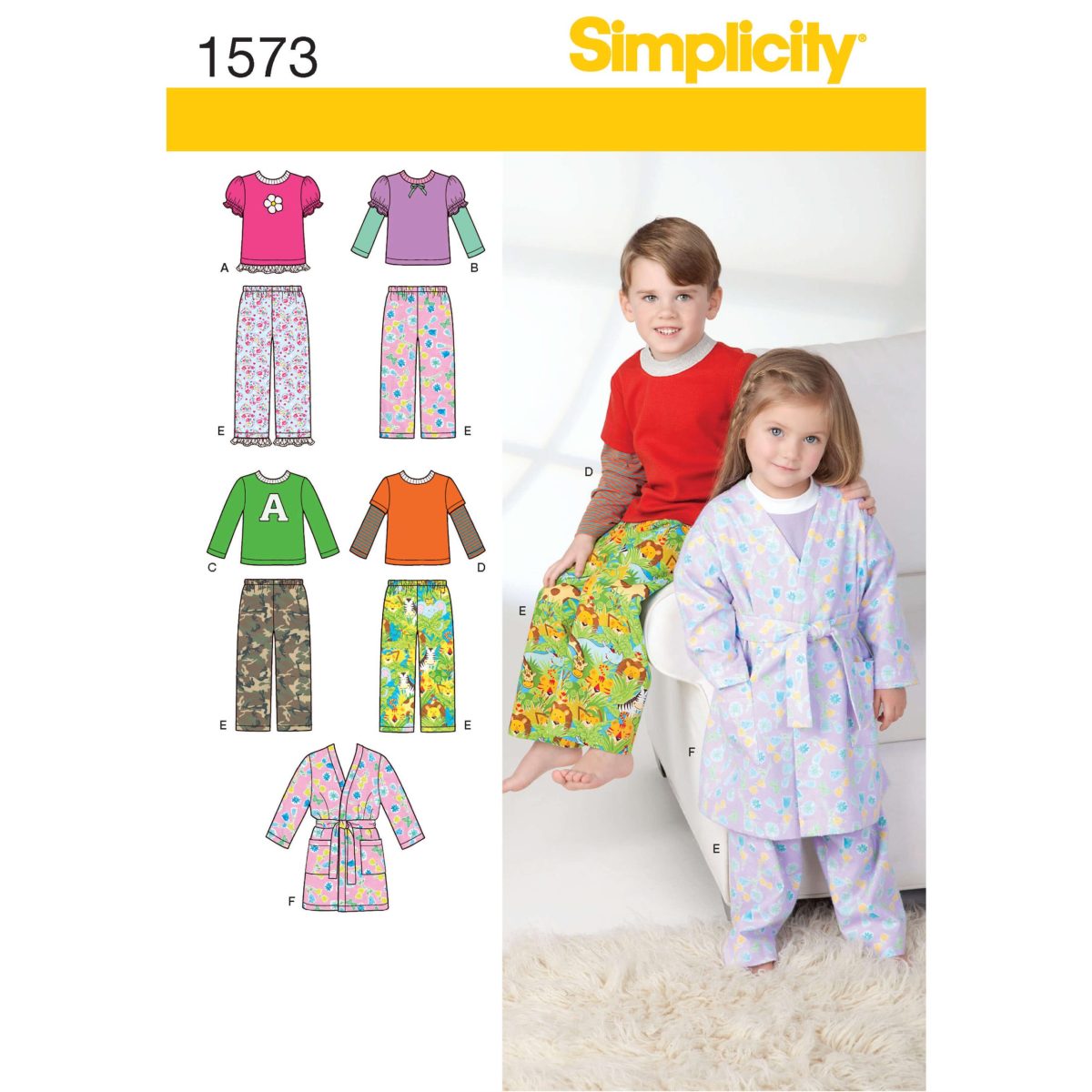 Simplicity Sewing Pattern 1573 Toddlers' and Child's Loungewear