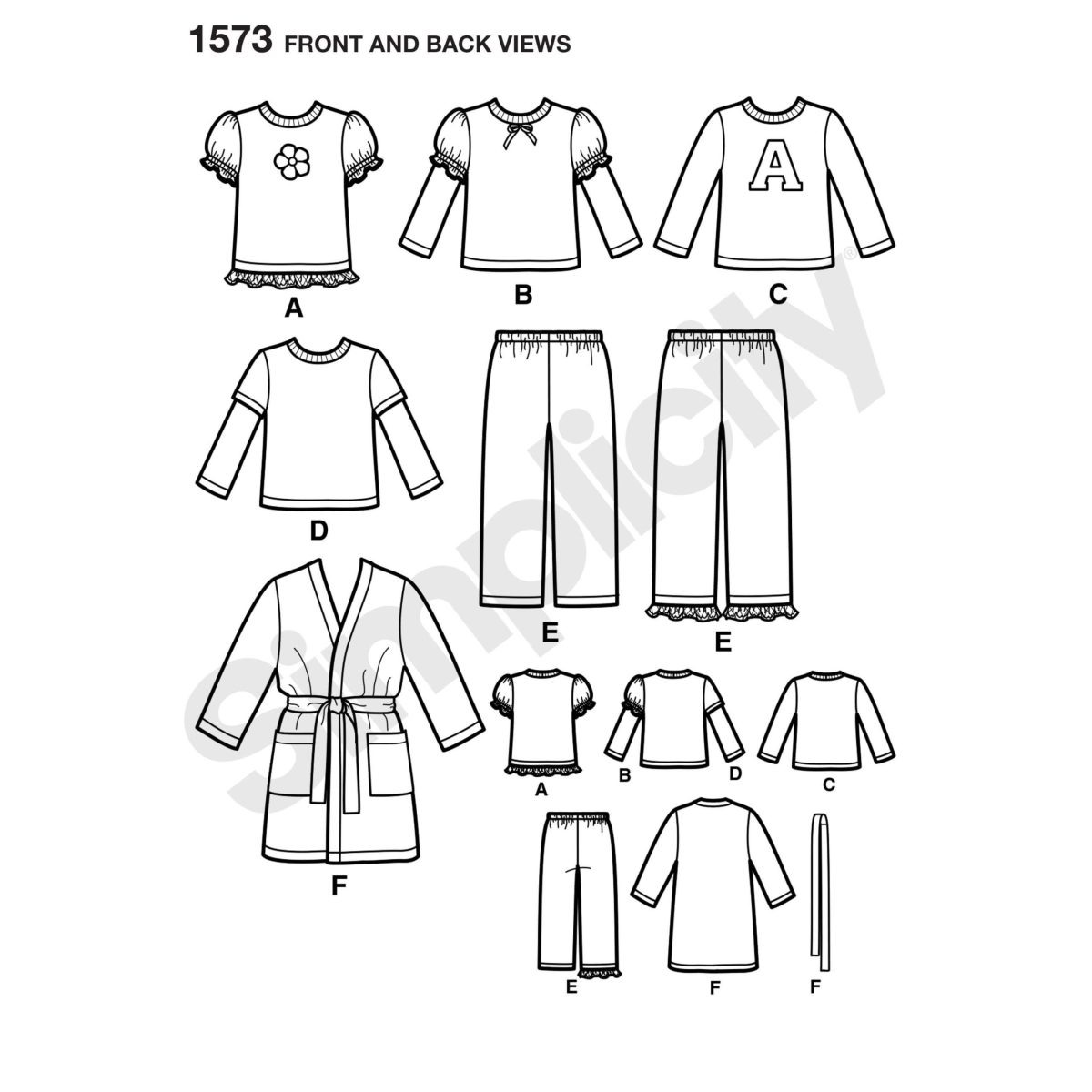 Simplicity Sewing Pattern 1573 Toddlers' and Child's Loungewear