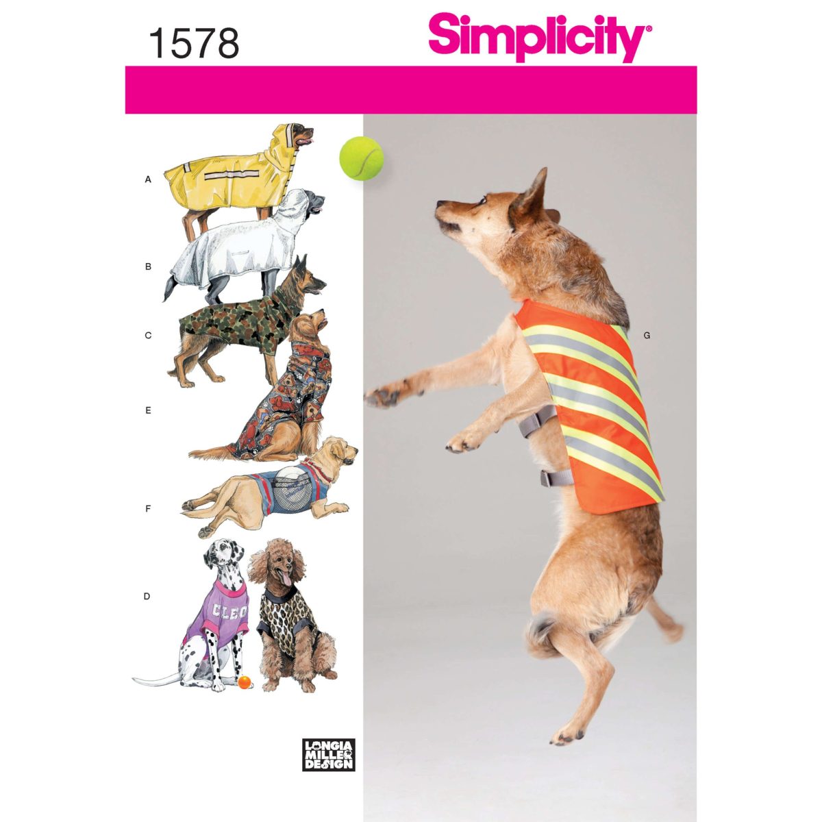 Simplicity Sewing Pattern 1578 Large Size Dog Clothes