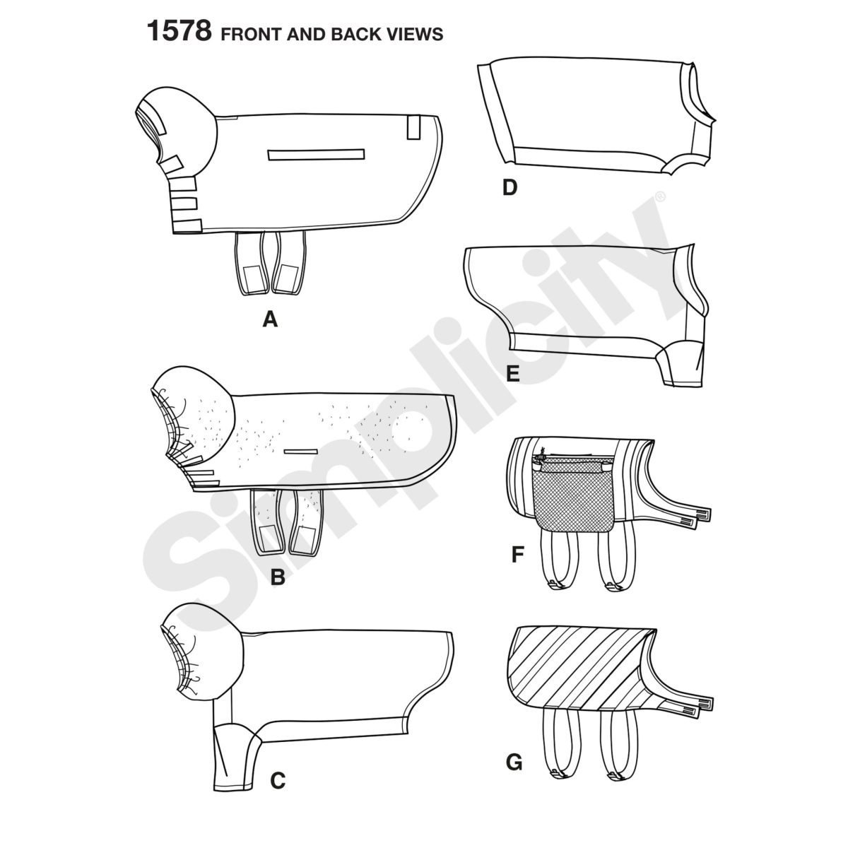 Simplicity Sewing Pattern 1578 Large Size Dog Clothes