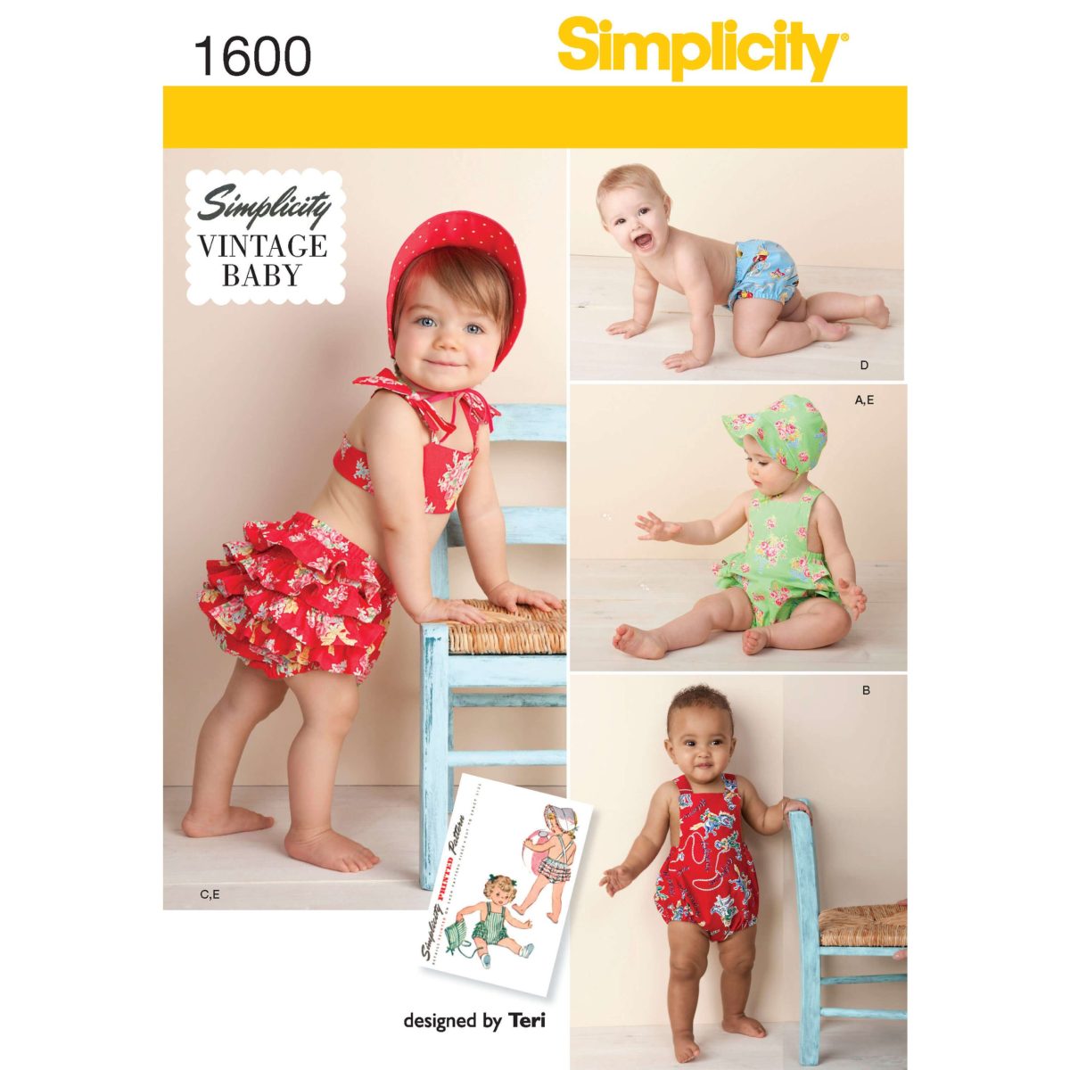 Simplicity Sewing Pattern 1600 Babies' Vintage Romper Set