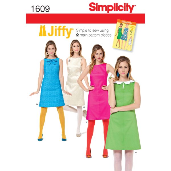 Simplicity Sewing Pattern 1609 Misses' Jiffy 1960's Vintage Dress