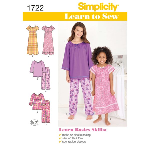 Simplicity Sewing Pattern 1722 Learn to Sew Child's and Girl's Loungewear