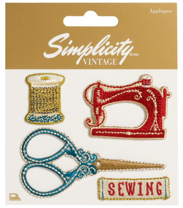 Simplicity Vintage Iron-On Sewing Tools Appliques - 4PC