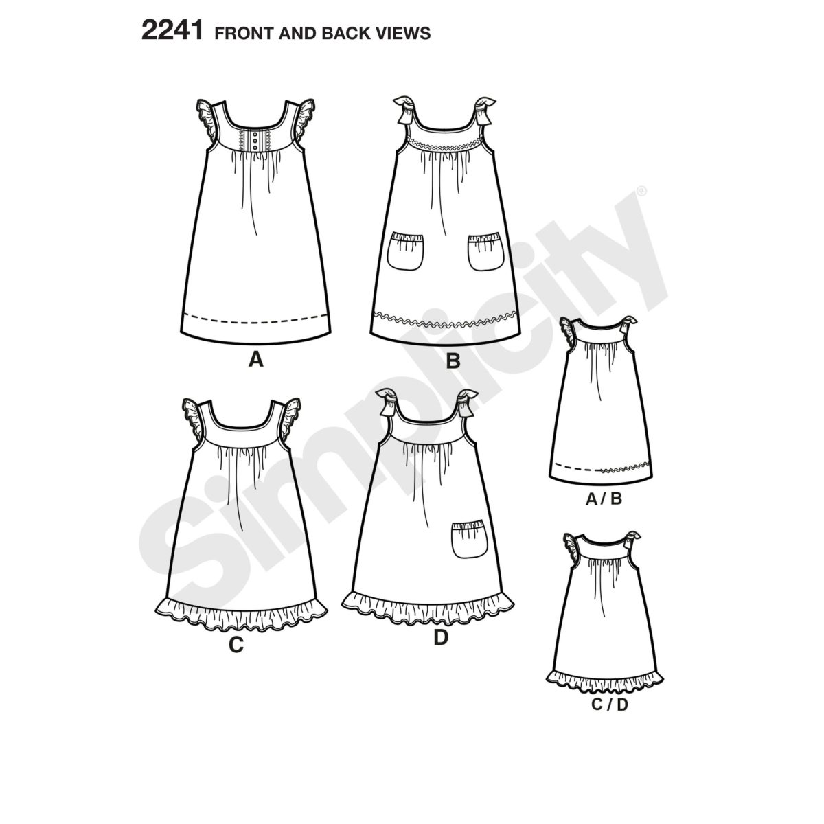 Simplicity Sewing Pattern 2241 Learn to Sew Child's & Girl's Dresses