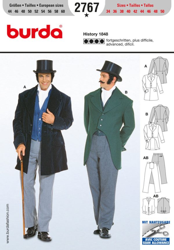 Burda Style B2767 History 1848 Costume Sewing Pattern