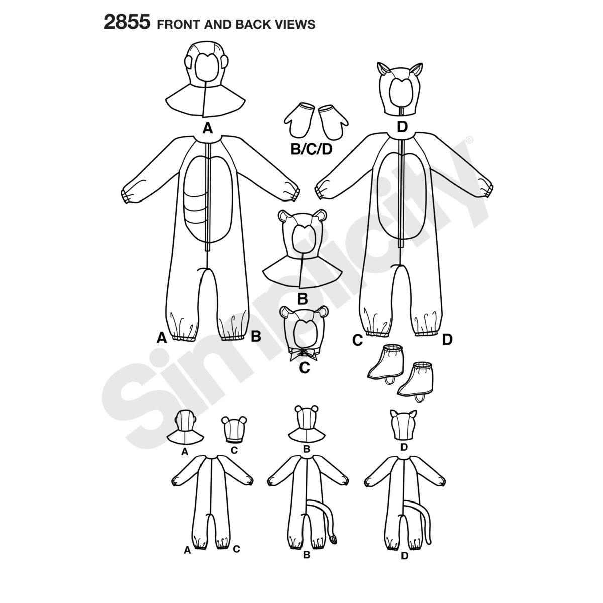 Simplicity Sewing Pattern 2855 Child, Boy & Girl Costumes