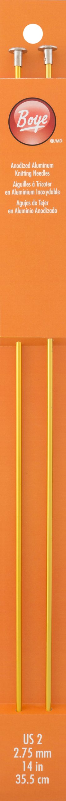 14" / 35.5CM STRAIGHT ALLUMINIUM KNITTING NEEDLES SZ 2 / 2.75MM