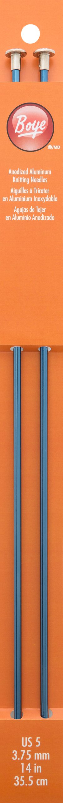 14" / 35.5CM STRAIGHT ALLUMINIUM KNITTING NEEDLES SZ 5 / 3.75MM