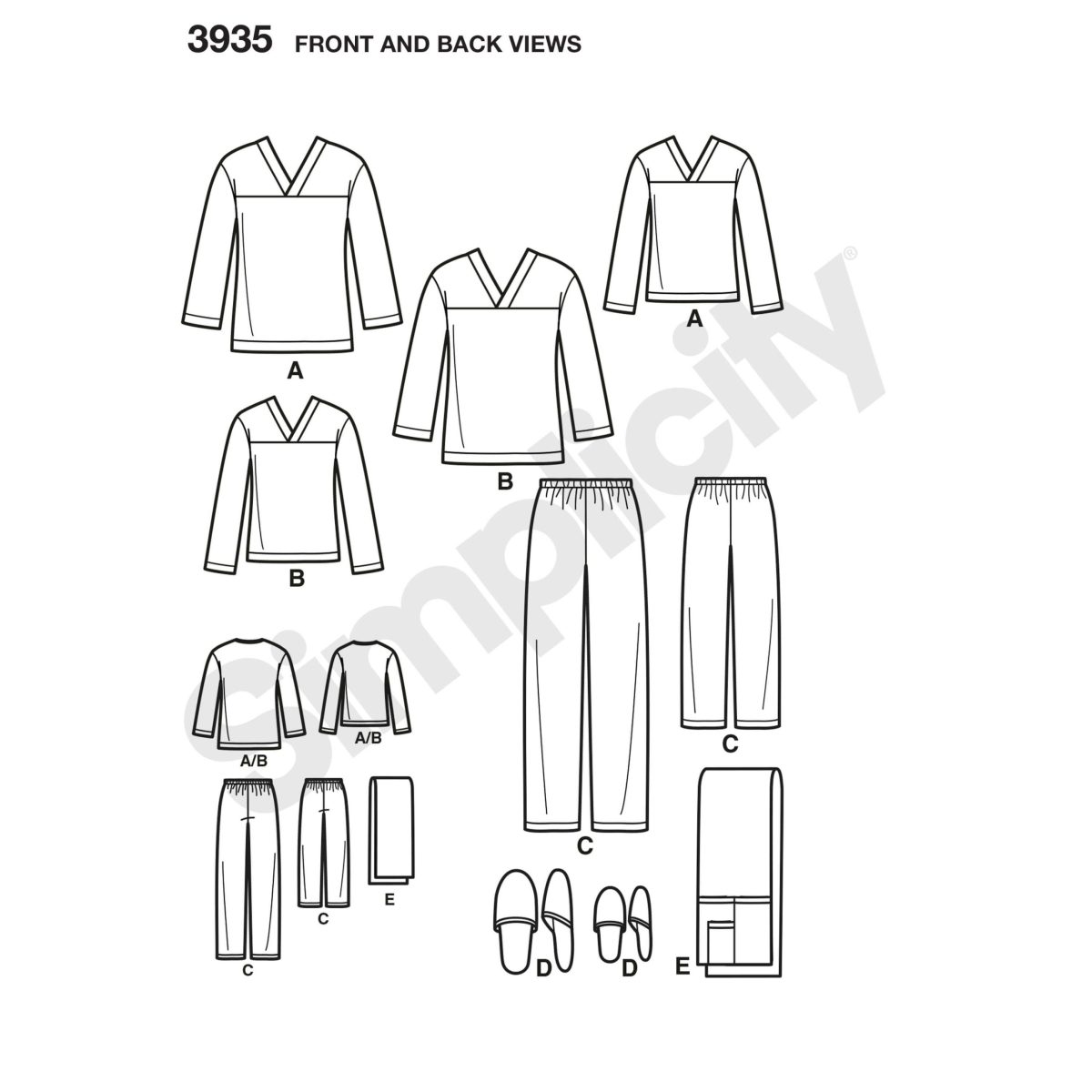 Simplicity Sewing Pattern 3935 Child, Teen & Adult Sleepwear