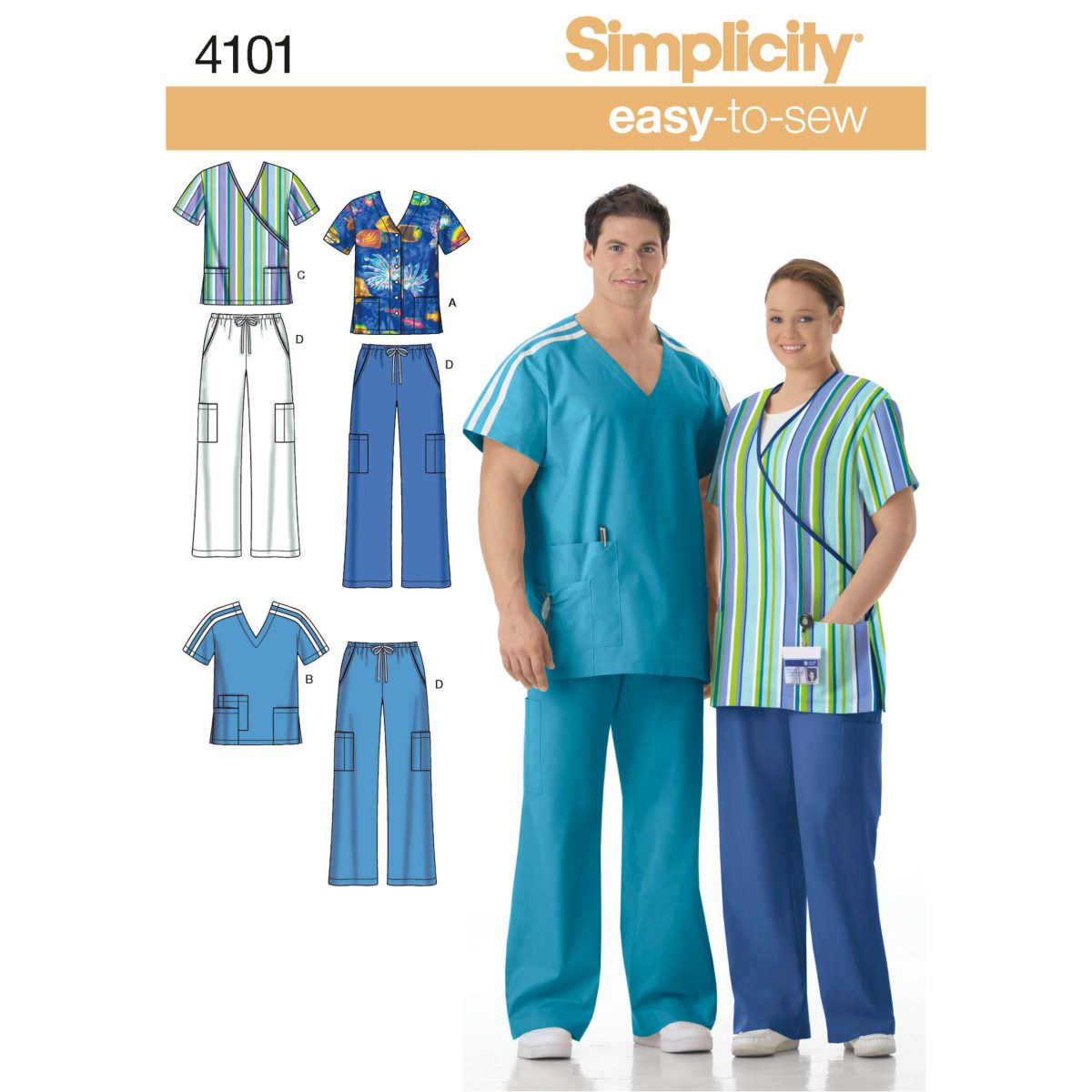 Simplicity Sewing Pattern 4101 Women's & Men's Plus Size Scrubs