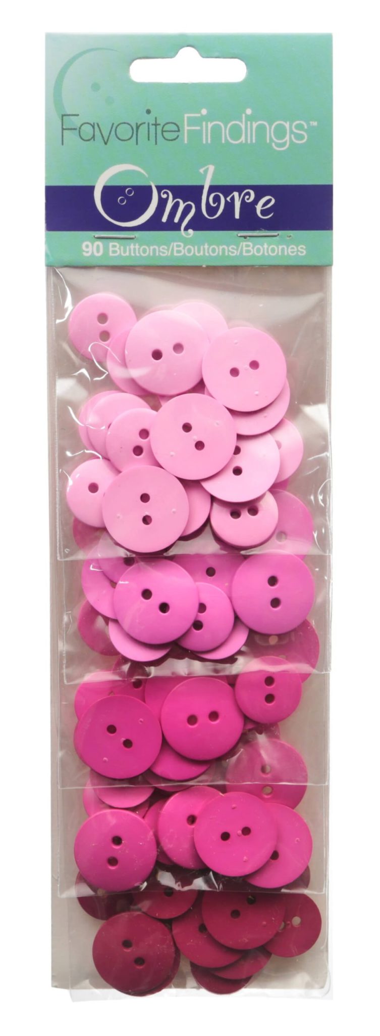 Ombre 90 Button Shade Pack - 5 Shades of Pink 16mm / 19mm Buttons