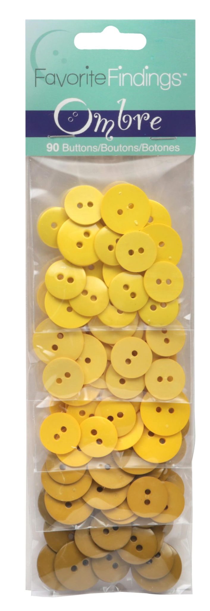 Ombre 90 Button Shade Pack - 5 Shades of Yellow 16mm / 19mm Buttons