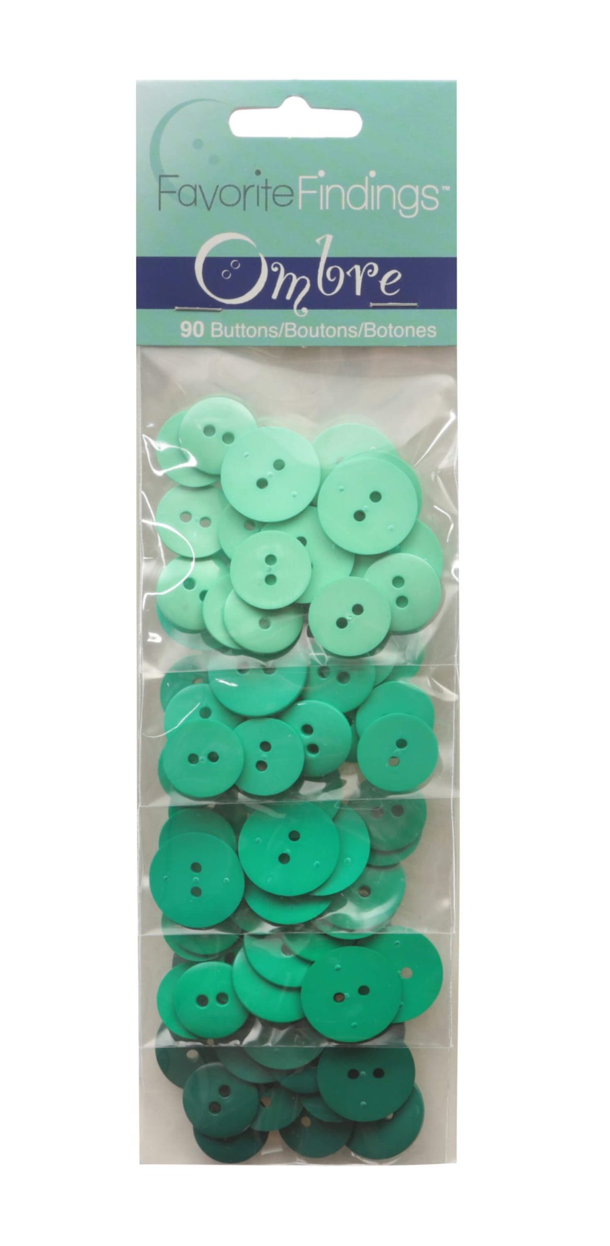 Ombre 90 Button Shade Pack - 5 Shades of Mint & Green 16mm / 19mm Buttons