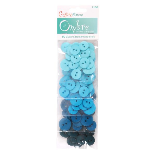 Ombre 90 Button Shade Pack - 5 Shades of Blue 16mm / 19mm Buttons