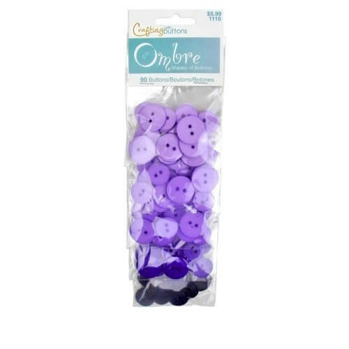 Ombre 90 Button Shade Pack - 5 Shades of Purple 16mm / 19mm Buttons