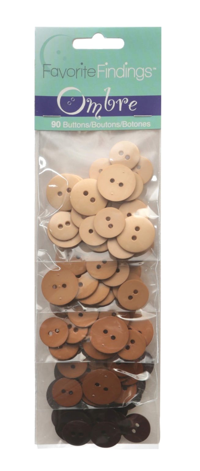 Ombre 90 Button Shade Pack - 5 Shades of Brown 16mm / 19mm Buttons