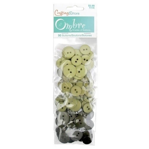 Ombre 90 Button Shade Pack - 5 Shades of Green 16mm / 19mm Buttons