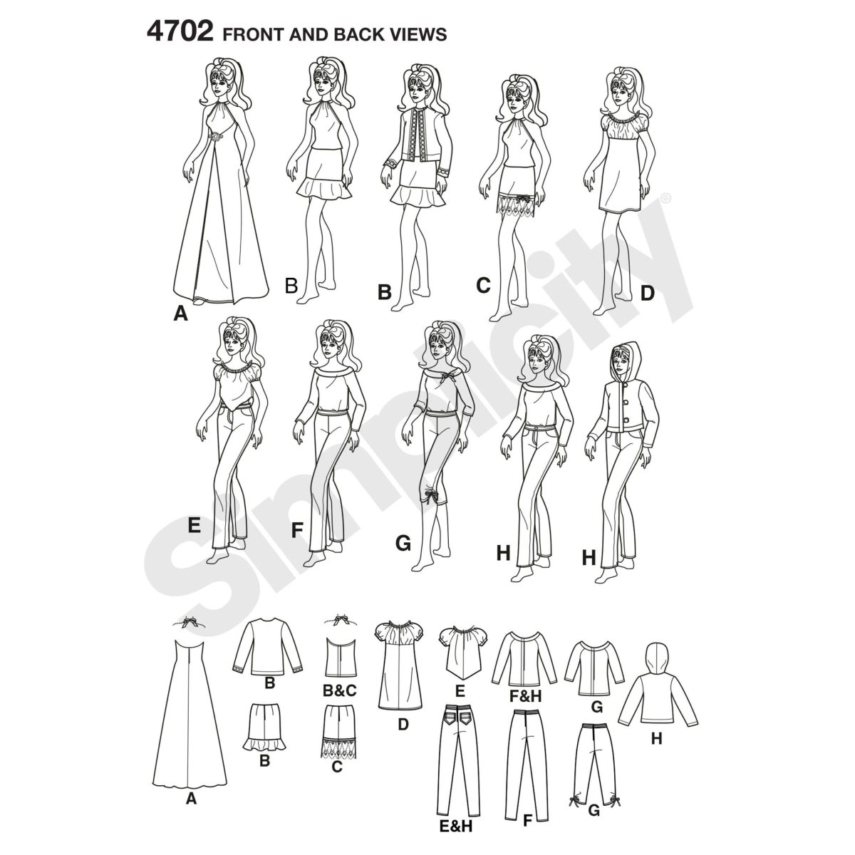 Simplicity Sewing Pattern 4702 Doll Clothes